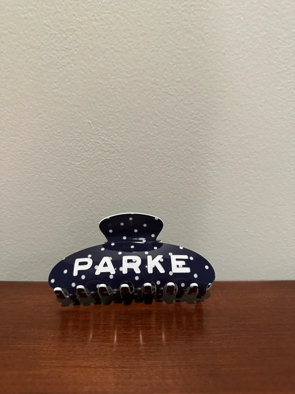 New Parke Polka Dot Hair Clip Navy Blue